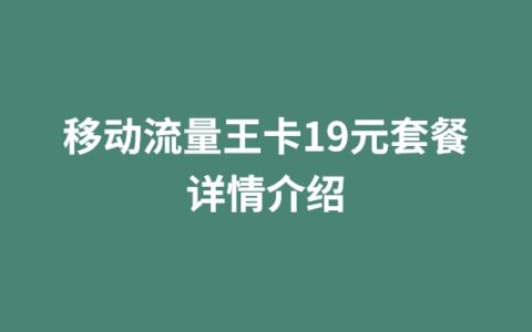 移动流量王卡19元套餐详情介绍
